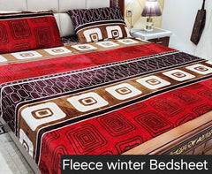 Fleece Bedsheet King Size-3Pcs-Design-616