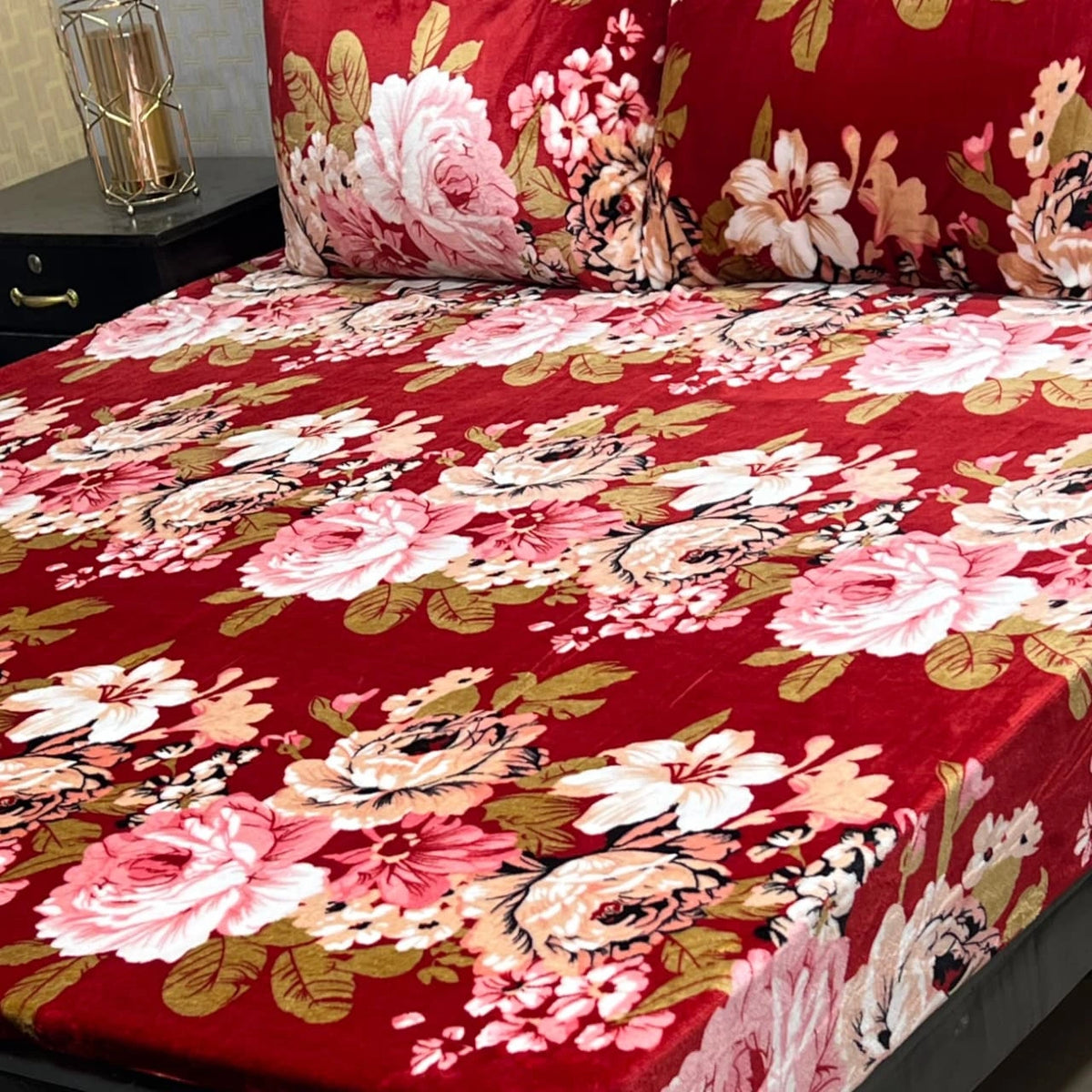 Fleece Bedsheet King Size-3Pcs-Design-618