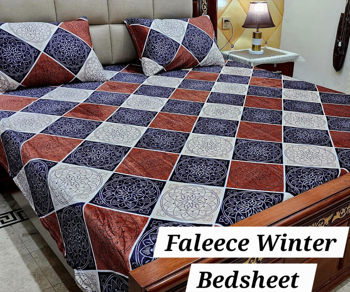 Fleece Bedsheet King Size-3Pcs-Design-618