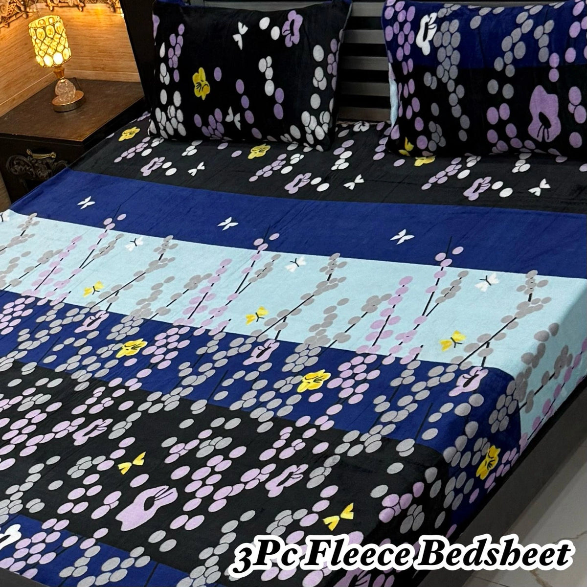 Fleece Bedsheet King Size-3Pcs-Design-618
