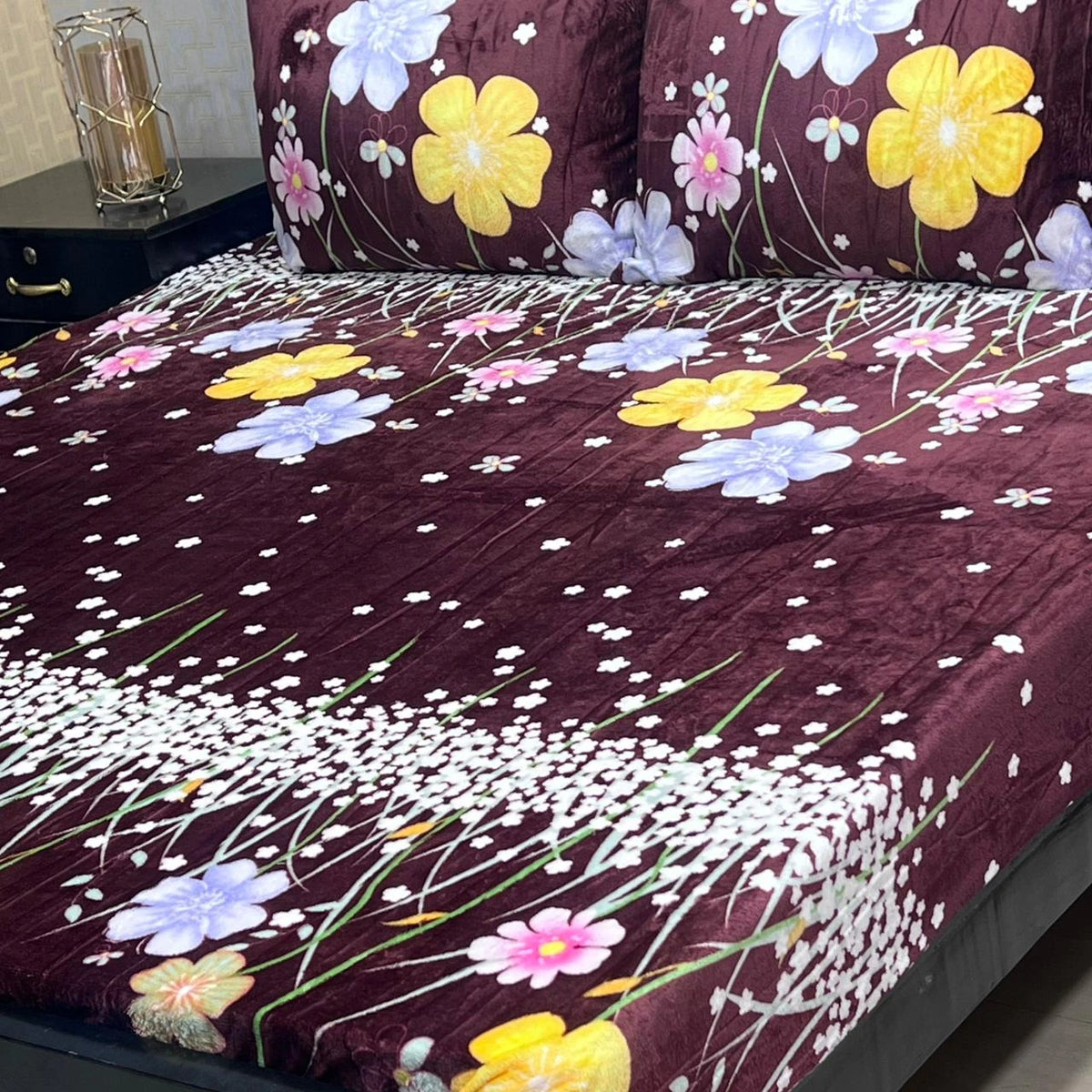 Fleece Bedsheet King Size-3Pcs-Design-621