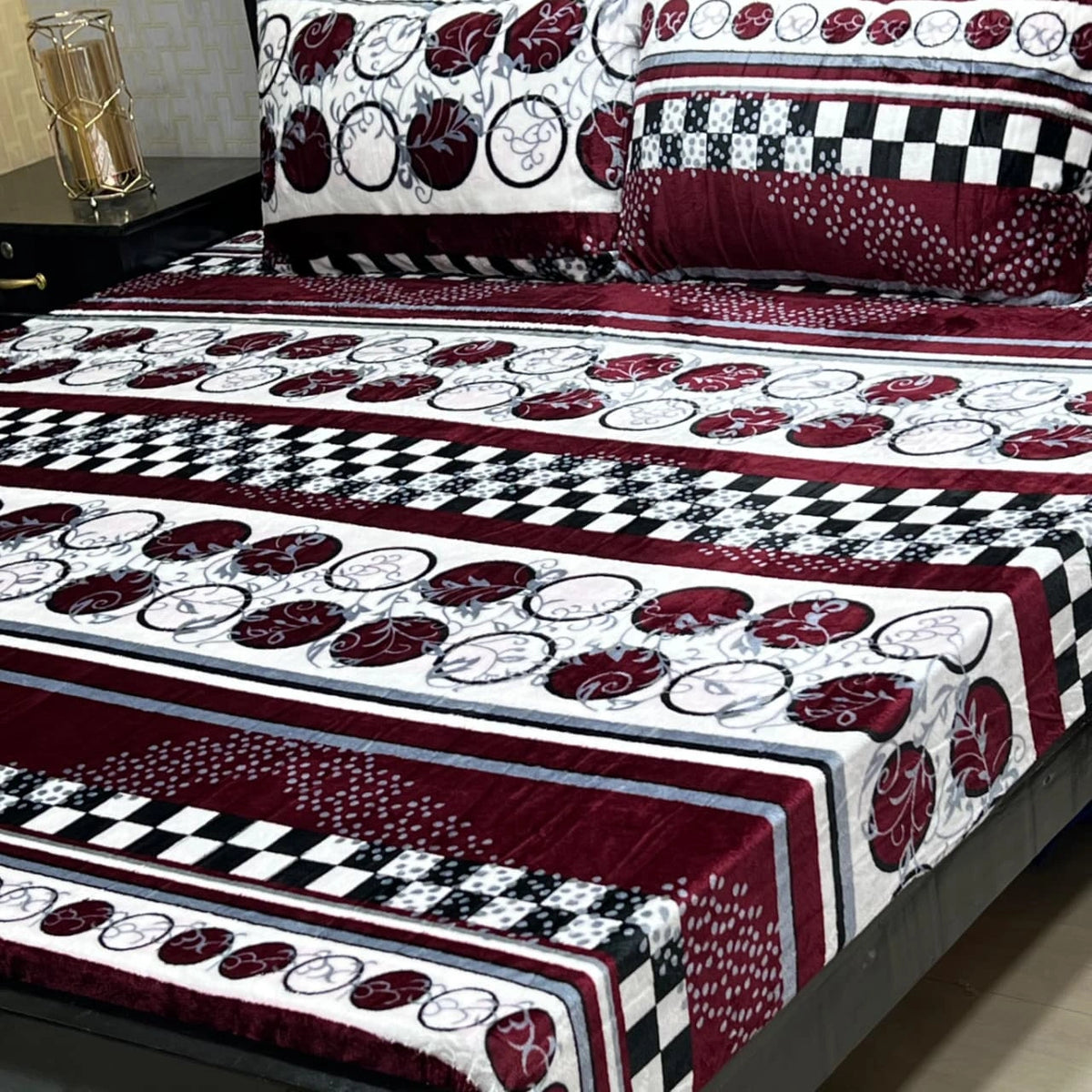 Fleece Bedsheet King Size-3Pcs-Design-621