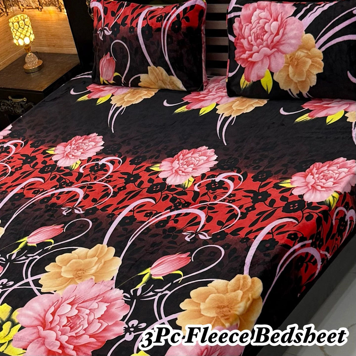 Fleece Bedsheet King Size-3Pcs-Design-625