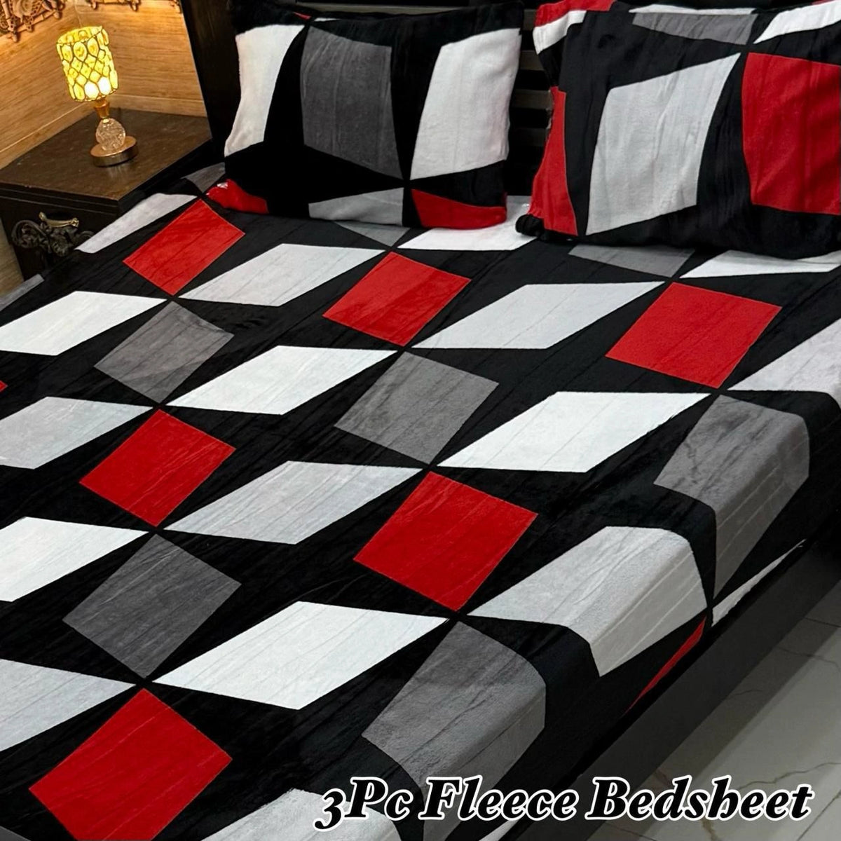 Fleece Bedsheet King Size-3Pcs-Design-629