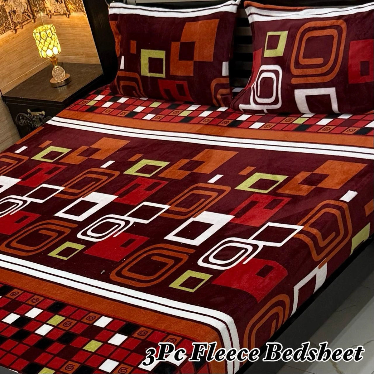 Fleece Bedsheet King Size-3Pcs-Design-Floral