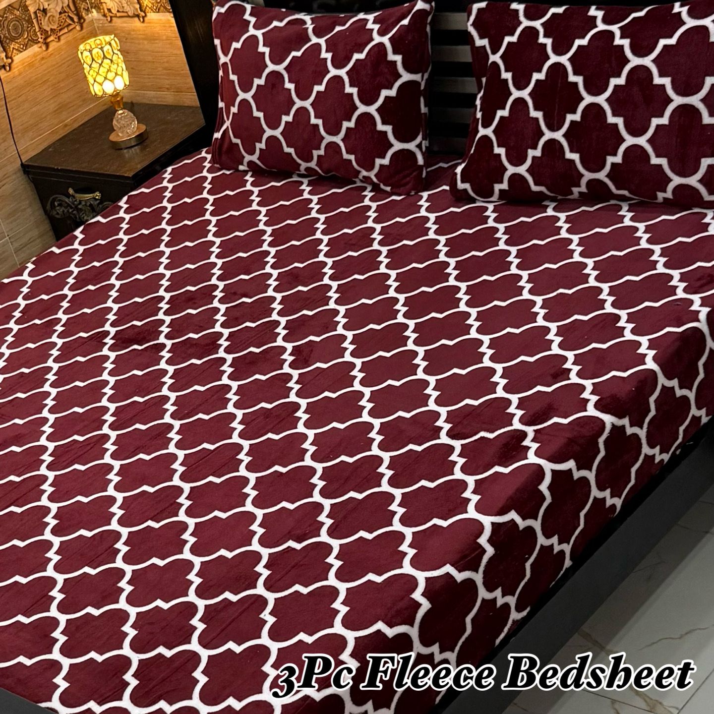 Fleece Bedsheet King Size-3Pcs-Design-628