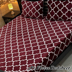 Fleece Bedsheet King Size-3Pcs-Design-628