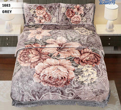 4pcs Embossed Bed Cover Set Double Bed-GREY-1663