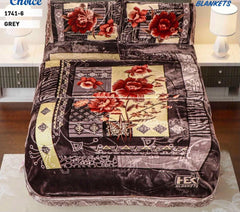 4pcs Embossed Bed Cover Set Double Bed-GREY-1741