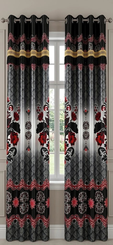 Imported Silk Curtains Blackout ( 2 Curtain Set )