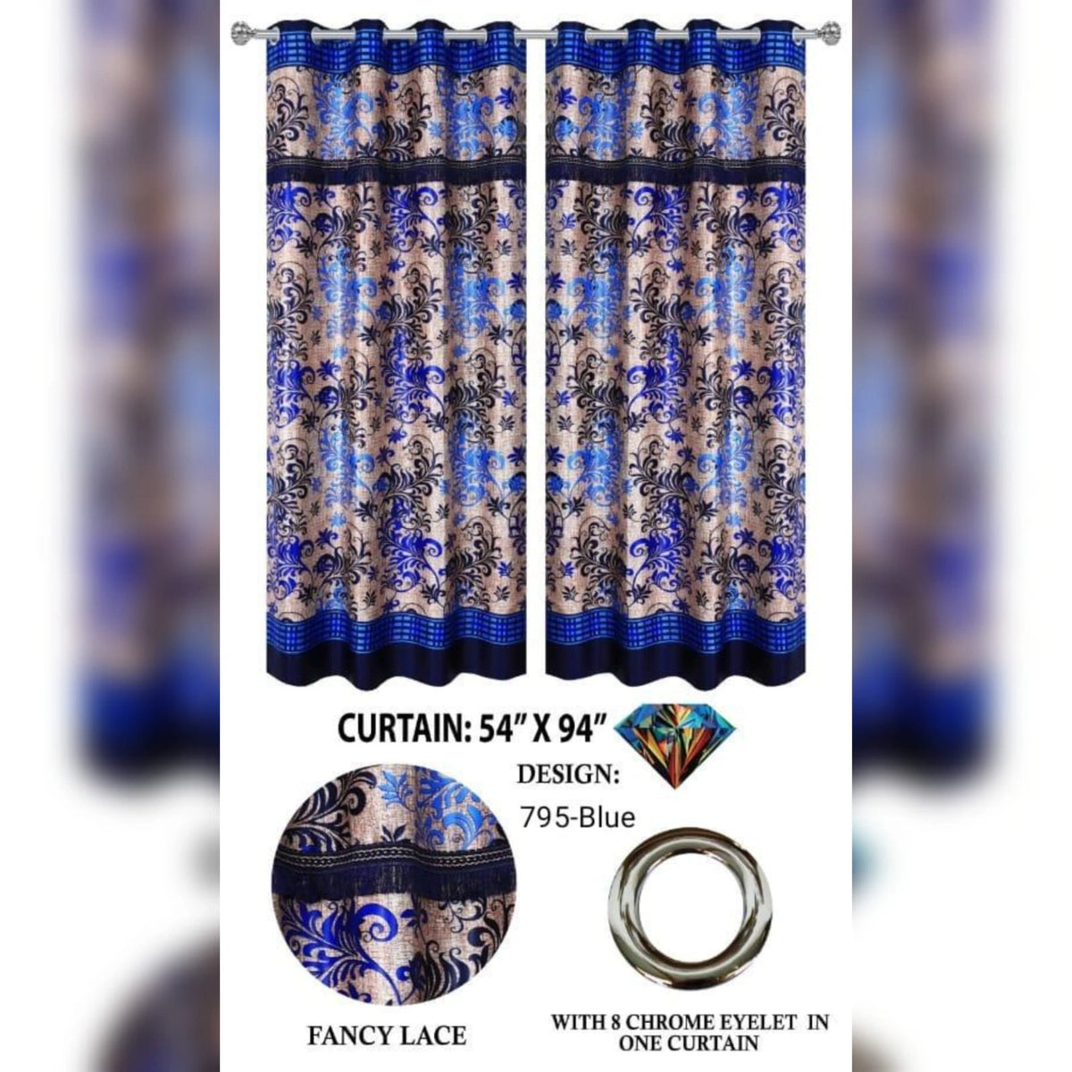 Imported Silk Curtains Blackout ( 2 Curtain Set )
