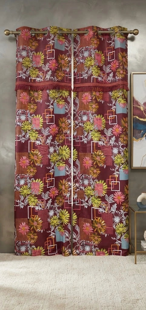 Imported Silk Curtains Blackout ( 2 Curtain Set )