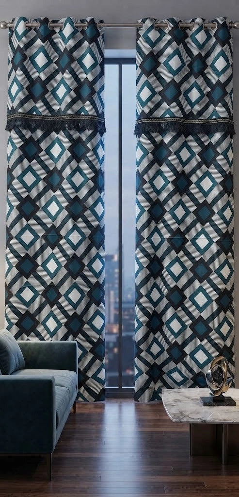Imported Silk Curtains Blackout ( 2 Curtain Set )