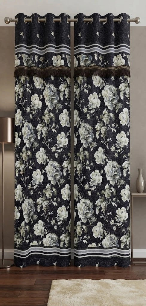 Imported Silk Curtains Blackout ( 2 Curtain Set )