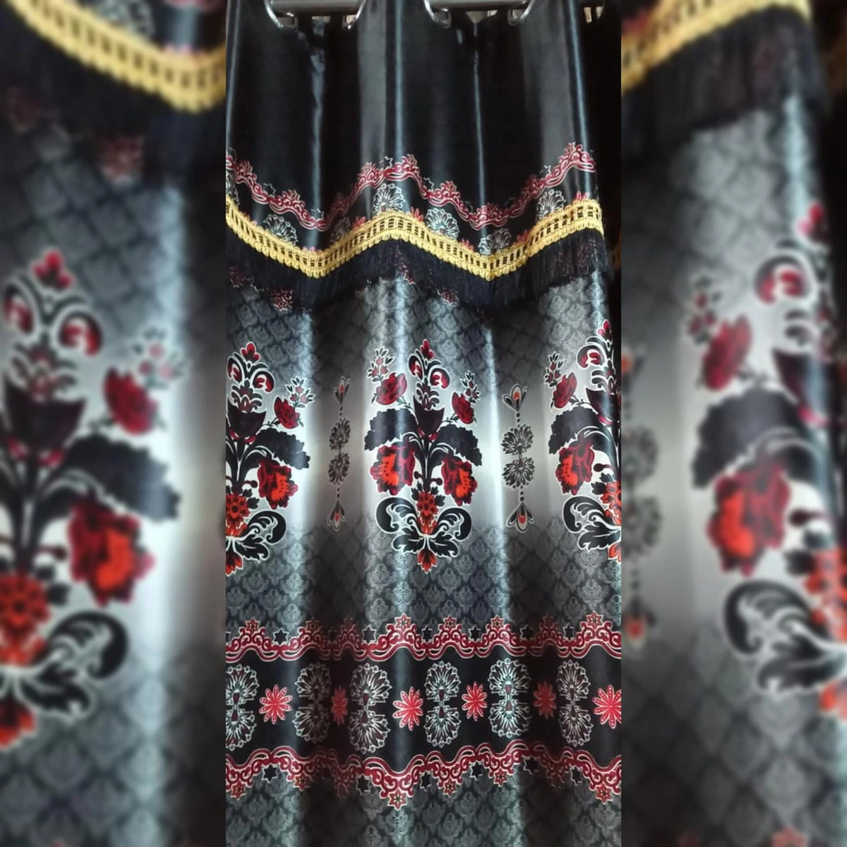 Imported Silk Curtains Blackout ( 2 Curtain Set )
