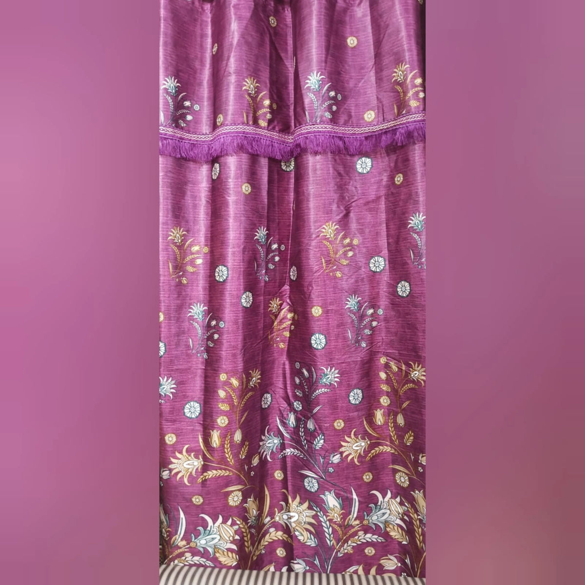 Imported Silk Curtains Blackout ( 2 Curtain Set )