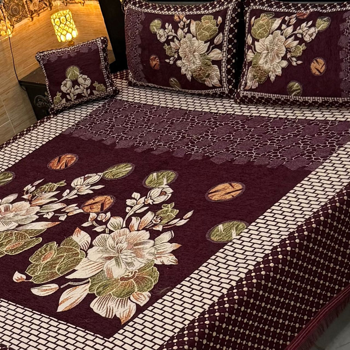 Jacquard Velvet Bed Sheet-4PC Design-512