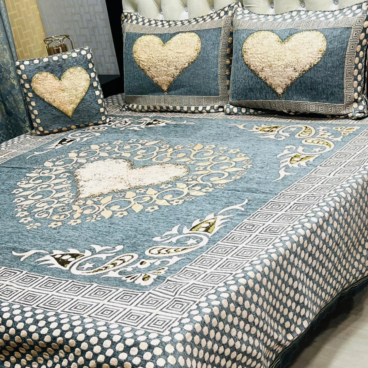 Jacquard Velvet Bed Sheet-4PC Design-518