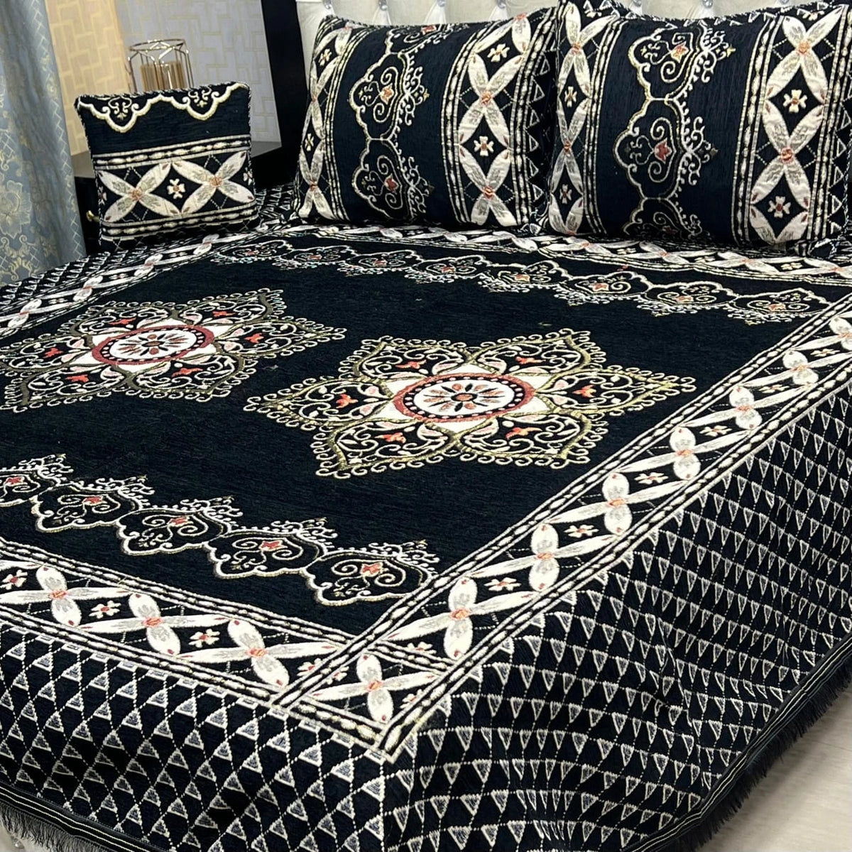Jacquard Velvet Bed Sheet-4PC Design-512