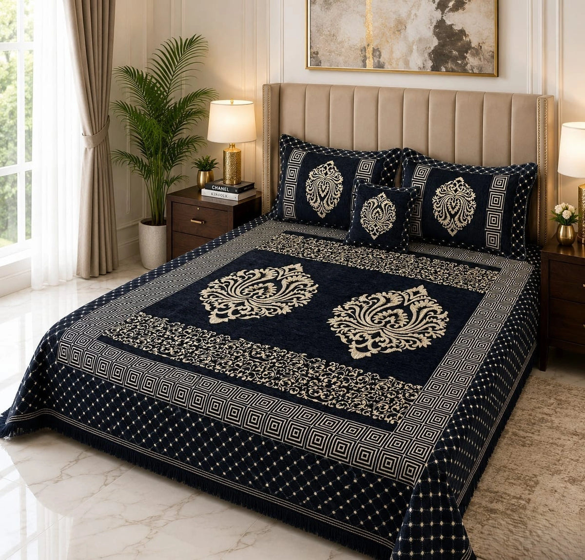 Jacquard Velvet Bed Sheet-4PCS