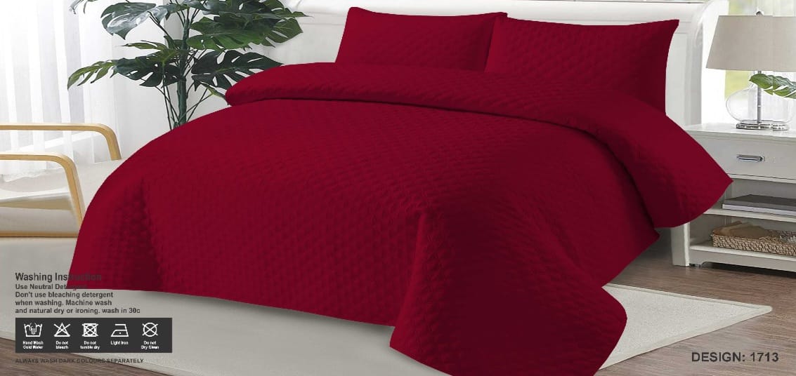 Luxury Bed Spread Set - 3 PCS-Red-(PREMIUM)