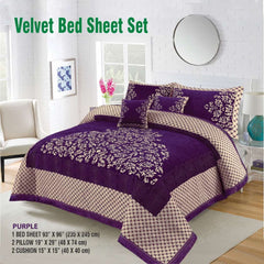 Four Border Jacquard Velvet Bed Sheet 5Pcs Design-527