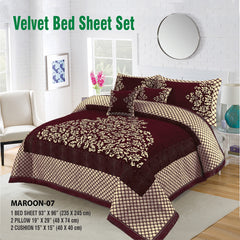 Four Border Jacquard Velvet Bed Sheet 5Pcs Design-528