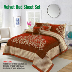 Four Border Jacquard Velvet Bed Sheet 5Pcs Design-529