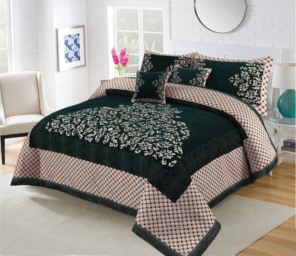 Four Border Jacquard Velvet Bed Sheet 5Pcs Design-530