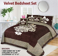 Four Border Jacquard Velvet Bed Sheet 5Pcs Design-522