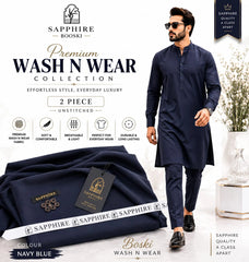 Premium Unstitched 4 Seasons imported Boski-NAVY BLUE