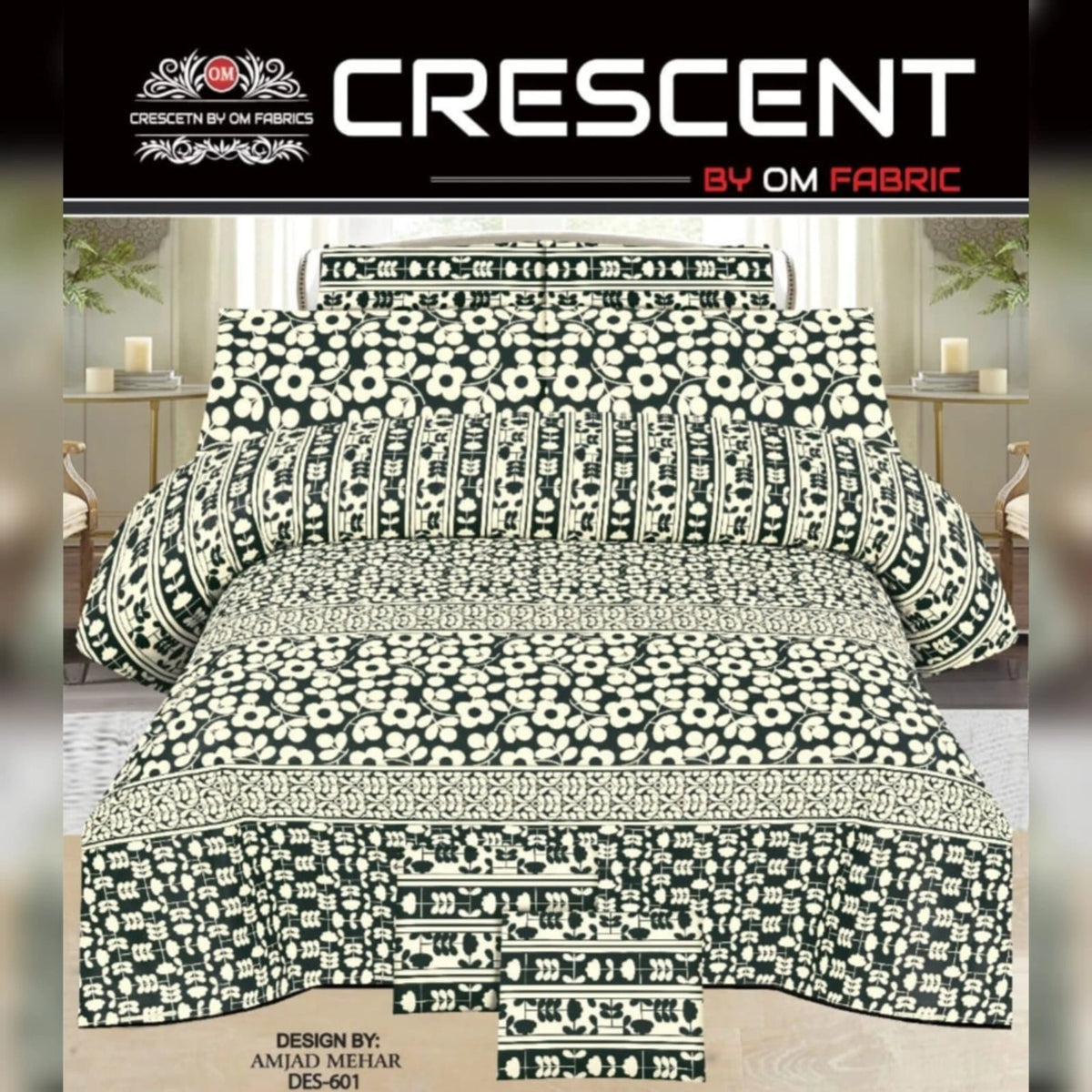 3 PCs Bed Sheet | Double Bed | King Size | Box Pack | Design-601