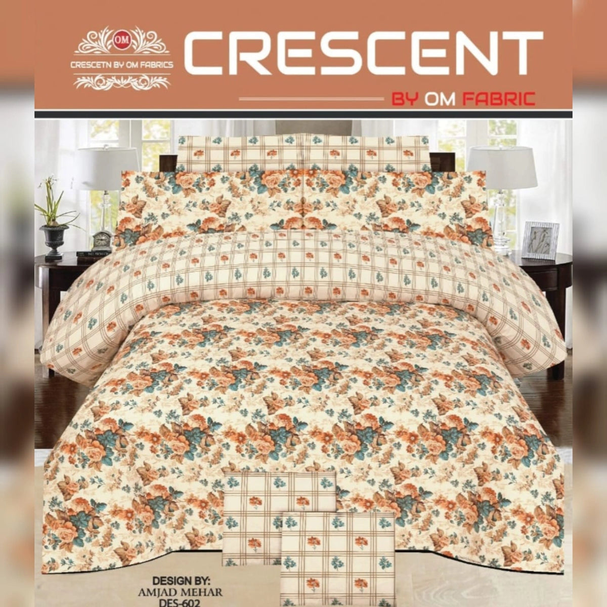 3 PCs Bed Sheet | Double Bed | King Size | Box Pack | Design-602