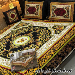 Cotton 4 Piece Double Bed Sheet Set | 3D Panel Bedsheet