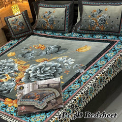 Cotton 4 Piece Double Bed Sheet Set | 3D Panel Bedsheet