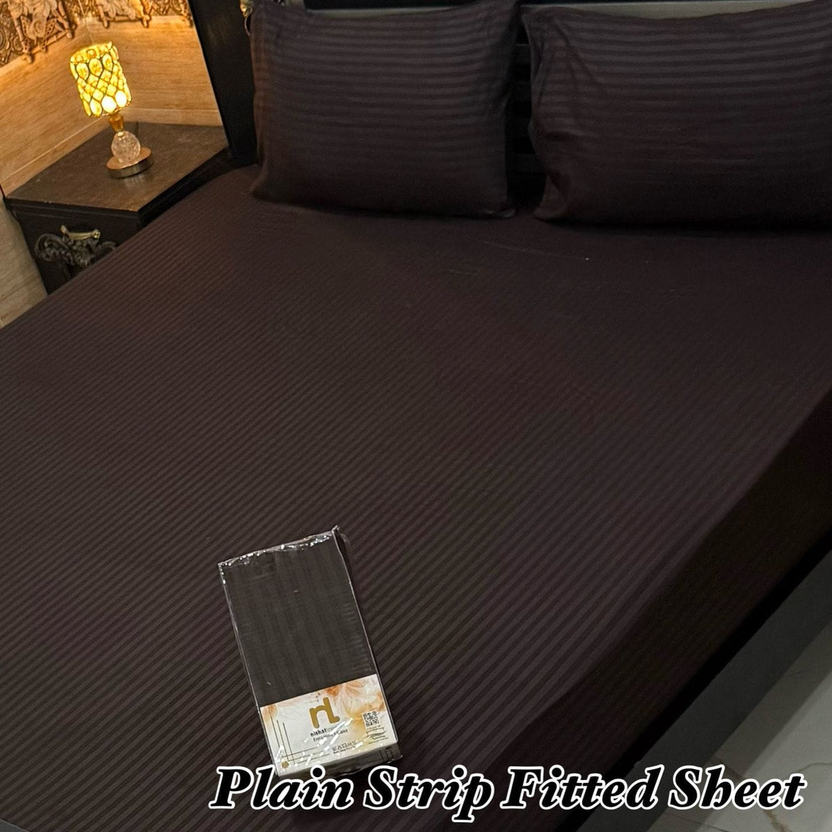 3Pc Fitted Sheet Micro Strip-Gray