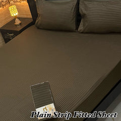 3Pc Fitted Sheet Micro Strip-Brown