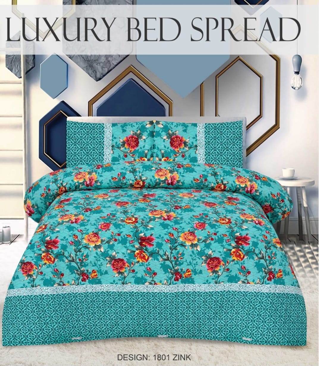 Quilted Bedspread Printed 3-Piece
