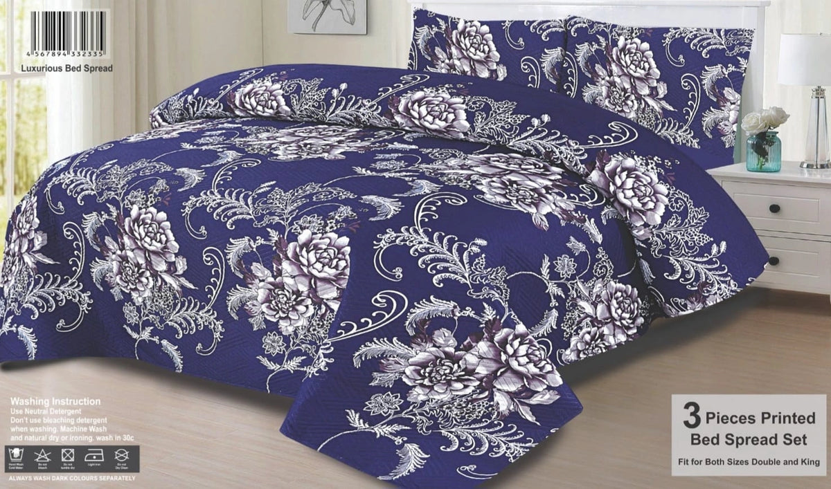 Quilted Bedspread Printed 3-Piece