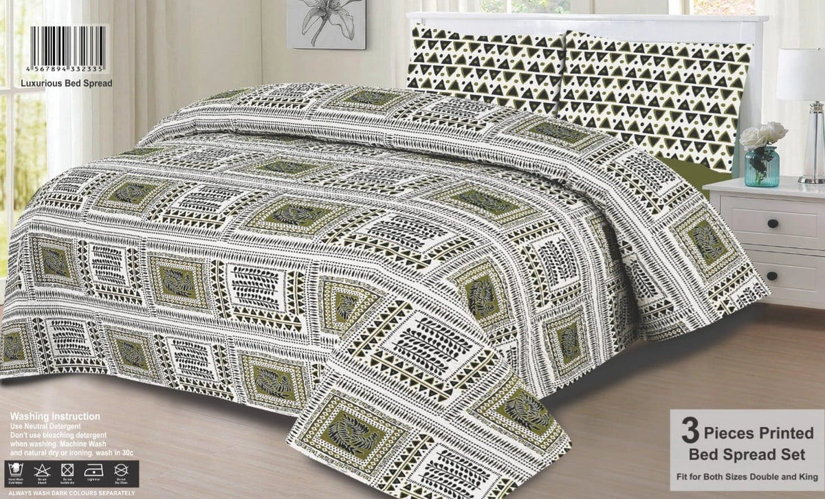 Quilted Bedspread Printed 3-Piece