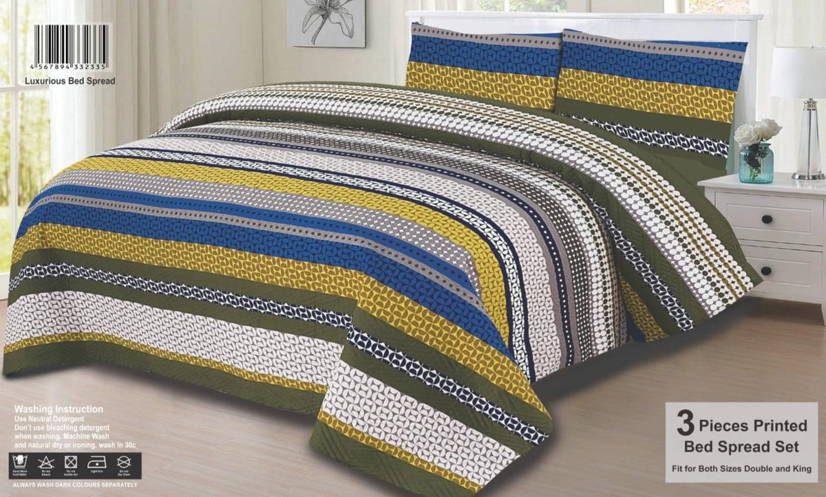 Quilted Bedspread Printed 3-Piece