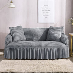 RUFFELED SUR SUCKER TURKISH SOFA COVER-Grey