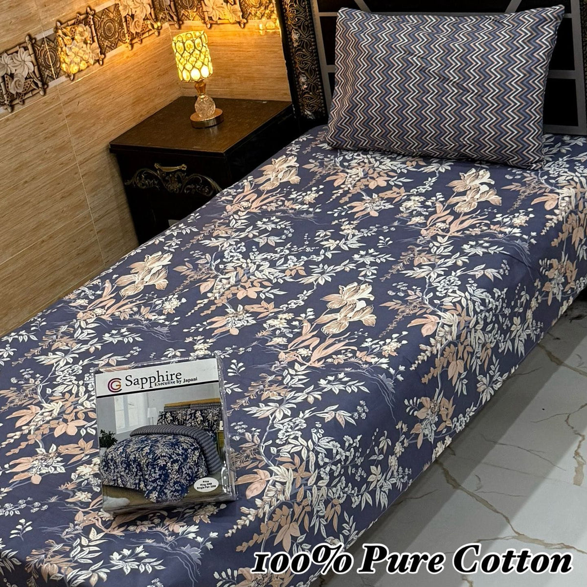 Single Bed Sheet Pair (Set) Pure Cotton-Design-4518