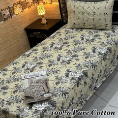 Single Bed Sheet Pair (Set) Pure Cotton-Design-4522