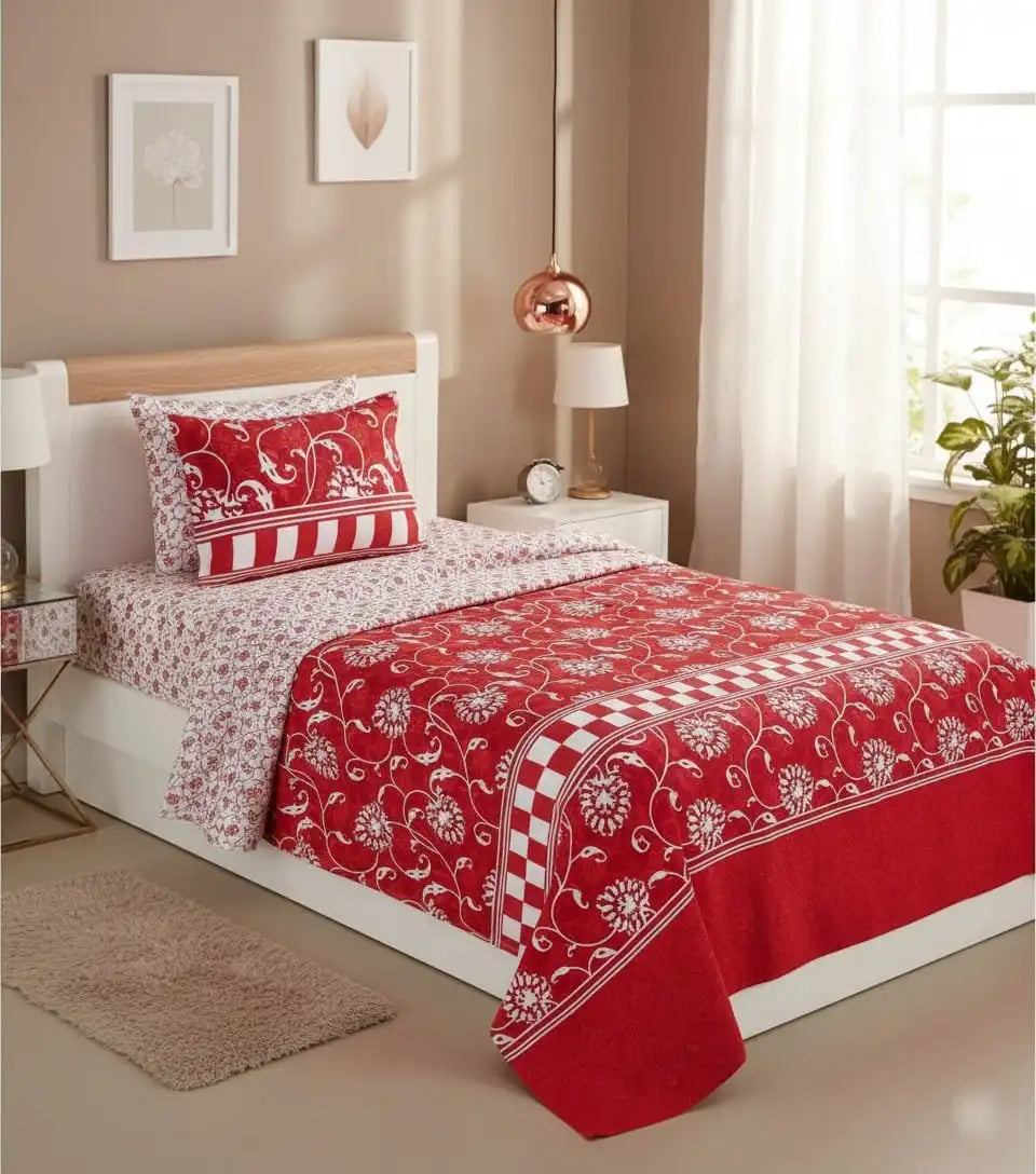 Single Bed Sheet Pair (Set) Pure Cotton-Design-1002