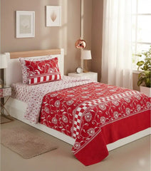 Single Bed Sheet Pair (Set) Pure Cotton-Design-1002