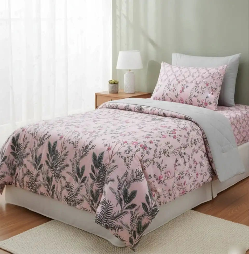 Single Bed Sheet Pair (Set) Pure Cotton-Design-1709