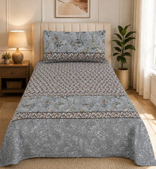 Single Bed Sheet Pair (Set) Pure Cotton-Design-1702