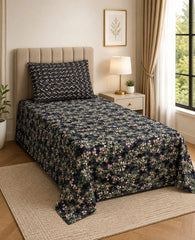 Single Bed Sheet Pair (Set) Pure Cotton-Design-1707