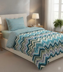 Single Bed Sheet Pair (Set) Pure Cotton-Design-1708